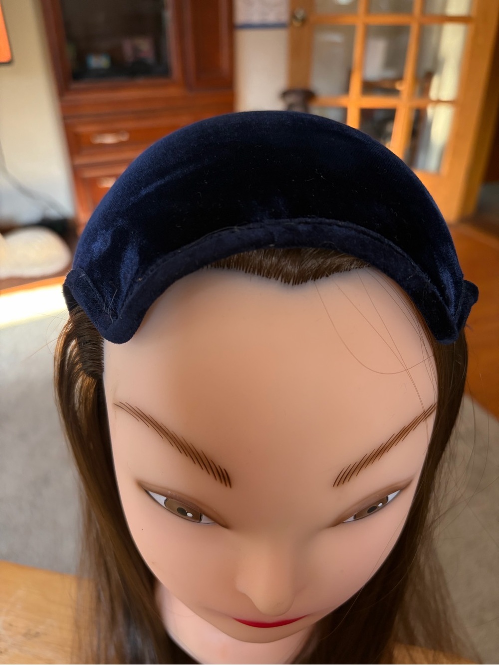 Velvet Crescent Headband - Navy Blue
